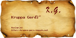 Kruppa Gerő névjegykártya